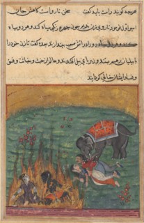 Page from Tales of a Parrot (Tuti-nama): Twenty-second night: As punishment..., c. 1560. Creator: Unknown.
