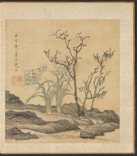 Paintings after Ancient Masters: Narcissus and Bare Trees, 1598-1652. Creator: Chen Hongshou (Chinese, 1598/99-1652).