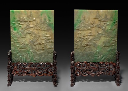 Pair of Table Screens with Stands, 1644-1912. Creator: Unknown.