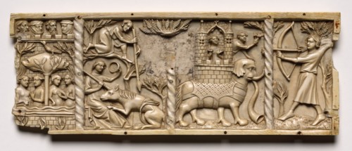 Panel from a Casket with Scenes from Courtly Romances, 1330-1350 or later. Creator: Unknown.
