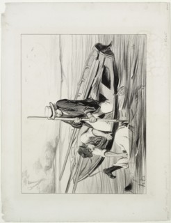Parisian Boatmen, plate 14: Man Overboard, 1843. Creator: Honoré Daumier (French, 1808-1879); Aubert.