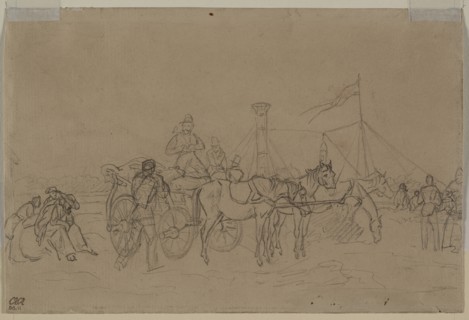Passengers for Rhine Steamer (verso), second or third quarter 1800s. Creator: Heinrich von Mayr (German, 1806-1871).