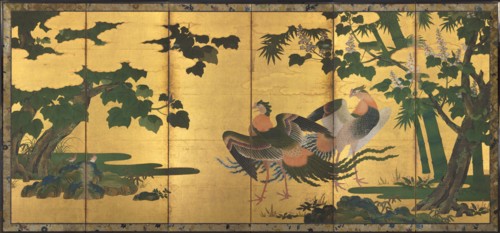 Peafowl and Phoenixes, late 1500s. Creator: Tosa Mitsuyoshi (Japanese, 1539-1613), attributed to.