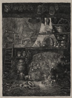 Peasant Interior in the Haute-Garonne, 1858. Creator: Rodolphe Bresdin (French, 1822-1885).