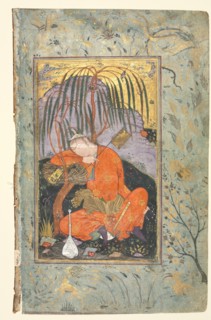 Persian Couplets (recto); Sleeping Youth (verso), late 1500s-early 1600s. Creator: Riza-yi Abbasi (Iranian), style of.