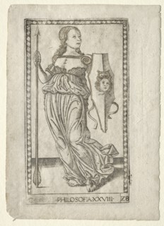 Philosophy (from the Tarocchi, series C: Liberal Arts, #28), before 1467. Creator: Master of the E-Series Tarocchi (Italian, 15th century).