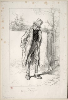 Physionomies Parisiennes: Au Marais. Ici, Azor! ici!, 1857-58. Creator: Paul Gavarni (French, 1804-1866).