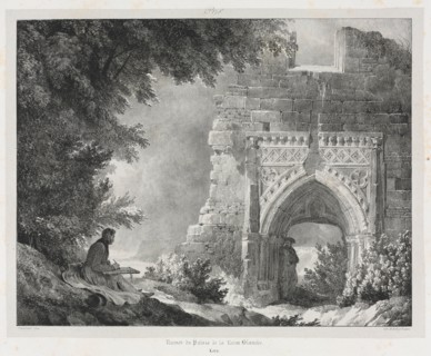 Picturesque and Romantic Journeys in Old France: Ruins of the Palace of the White Queen, 1824. Creator: Alexandre-Evariste Fragonard (French, 1781-1850).