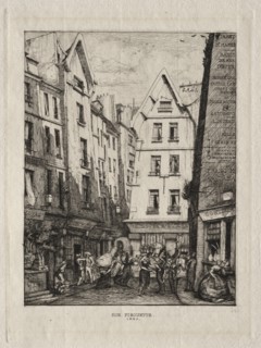 Pirouette Street, near the Markets, Paris, 1860. Creator: Charles Meryon (French, 1821-1868).