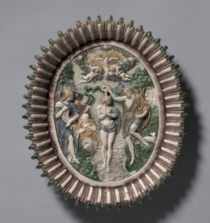 Plate Depicting the Baptism of Christ, late 1500s. Creator: Bernard Palissy (French, 1510-1589), circle of.