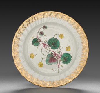 Plate from Dessert Service: Trailing Disandra, c. 1800. Creator: Derby (Crown Derby Period) (British).
