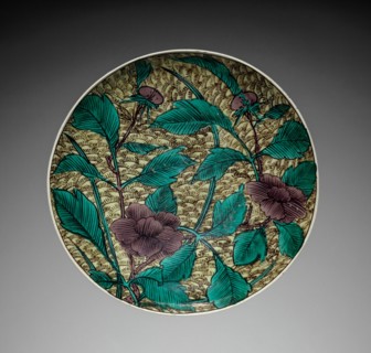 Plate with Peony Design: Kutani Ware, 19th century. Creator: Unknown.