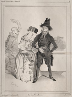 Pochades de carnaval: Cest singulier! elle me dit que je suis Philibert Désormeaux?, , 1842. Creator: Clémente Pruche (French, 1831-1870).