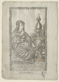 Poetry (from the Tarocchi, series C: Liberal Arts, #27), before 1467. Creator: Master of the E-Series Tarocchi (Italian, 15th century).