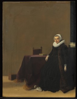 Portrait of a Woman with a Dog, c. 1635. Creator: Hendrik Gerritsz. Pot (Dutch, c. 1585-1657).