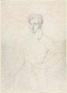 Portrait of a Young Man Standing on the Quirinal with the Turris Comitum in the Background, 1800s. Creator: Jean-Auguste-Dominique Ingres (French, 1780-1867), follower of.