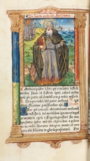 Printed Book of Hours (Use of Rome): fol. 104v, St. Anthony Abbot, 1510. Creator: Guillaume Le Rouge (French, Paris, active 1493-1517).