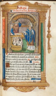 Printed Book of Hours (Use of Rome): fol. 105r, St. Nicholas, 1510. Creator: Guillaume Le Rouge (French, Paris, active 1493-1517).