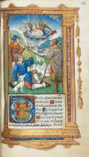 Printed Book of Hours (Use of Rome): fol. 36r, Annunciation to the Shepherds, 1510. Creator: Guillaume Le Rouge (French, Paris, active 1493-1517).