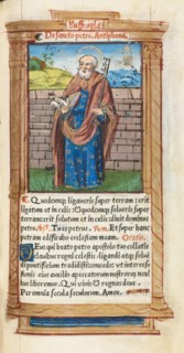 Printed Book of Hours (Use of Rome): fol. 99r, St. Peter, 1510. Creator: Guillaume Le Rouge (French, Paris, active 1493-1517).