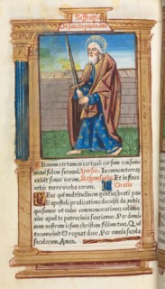 Printed Book of Hours (Use of Rome): fol. 99v, St. Paul, 1510. Creator: Guillaume Le Rouge (French, Paris, active 1493-1517).