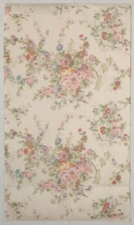 Printed Silk with Flower Design, late 1800s. Creator: Unknown.