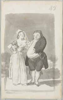 Prostitute Soliciting a Fat, Ugly Man (recto); Young Woman Wringing Her Hands...(verso), 1796-97. Creator: Francisco de Goya (Spanish, 1746-1828).