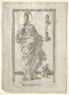 Prudence (from the Tarocchi, series B: Cosmic Principles & Virtues, #35), before 1467. Creator: Master of the E-Series Tarocchi (Italian, 15th century).