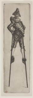 Punchinello on Stilts, c. 1888. Creator: Henri Charles Guérard (French, 1846-1897).