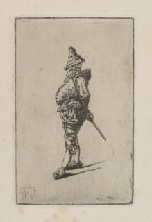 Punchinello, after Meissonier, 1876. Creator: Henri Charles Guérard (French, 1846-1897).