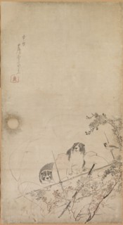 Puppies, Sparrows and Chrysanthemums, 1754-1799. Creator: Unknown.