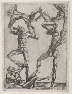 Pyramid of Five Men, c. 1543. Creator: Juste de Juste (French, 1505-1559).