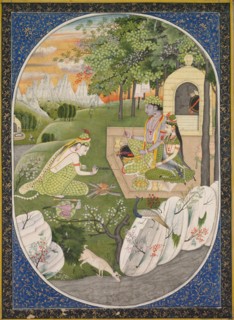 Rama, Sita and Lakshmana in the Forest, page from the Ramayana (Tales of God Rama), c. 1830. Creator: Unknown.