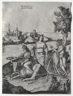 Rape of Europa, c. 1515-1520. Creator: Benedetto Montagna (Italian, c. 1481-1555/58).