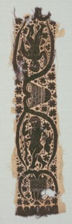 Rare Silk Tunic Fragment with Ornamental Sleeve Band, 400s-500s. Creator: Unknown.