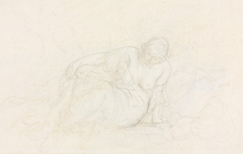 Reclining Woman Leaning on Her Arm (verso), 1855/60. Creator: Honoré Daumier (French, 1808-1879).