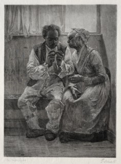 Rent Day, 1887. Creator: Gustav Kruell (American, 1843-1907).
