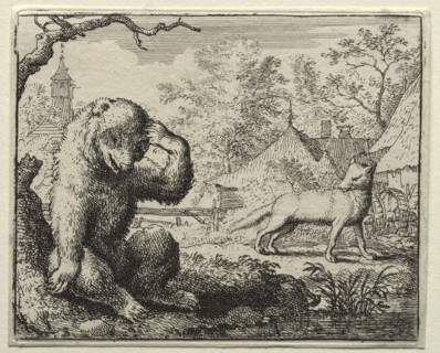 Reynard the Fox: Reynard Chides the Injured Bear. Creator: Allart van Everdingen (Dutch, 1621-1675).