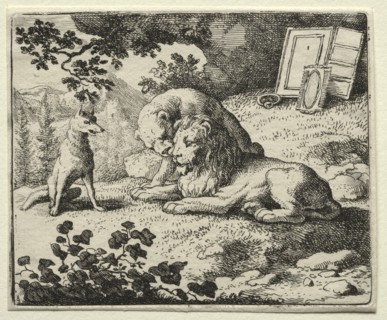Reynard the Fox: Reynard Promises Gifts to the Lion. Creator: Allart van Everdingen (Dutch, 1621-1675).