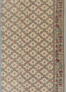 Roller-Printed Glazed Chintz with Flower and Vase Design, 1800s. Creator: Unknown.