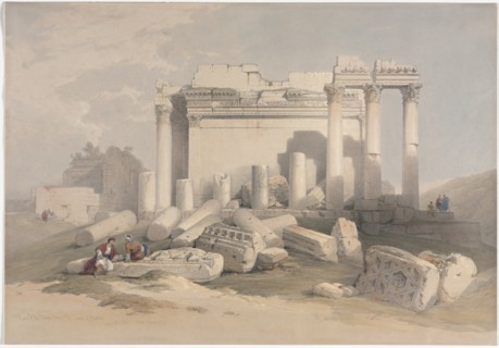 Ruins of the Eastern Portico of the Temple of Baalbec, 1839. Creator: David Roberts (British, 1796-1864).