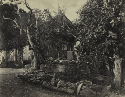 Rural Scene with Stone Building and Cross, c. 1857. Creator: Charles-Fortunat-Paul-Casimir Perier (French, 1812-1897).