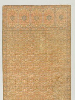 Sash with floral field and end panels on a gold ground, 1700s. Creator: Unknown.