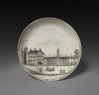 Saucer with View of Town (Cleves?), c. 1770-1785. Creator: Unknown.