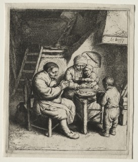 Saying Grace, 1653. Creator: Adriaen van Ostade (Dutch, 1610-1684).