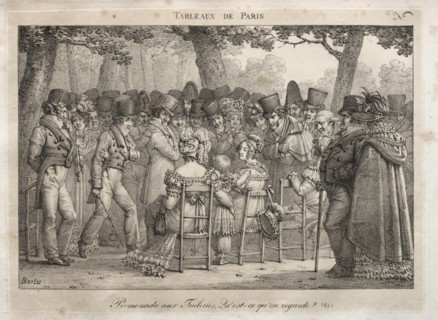 Scenes of Paris: Promenade in the Tuileries. What are they looking at?. Creator: Jean Henri Marlet (French, 1770-1847).
