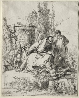 Scherzi: seated Magician, boy and four figures, 1735-40. Creator: Giovanni Battista Tiepolo (Italian, 1696-1770).