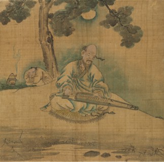 Scholar Playing a Qin, 1800s. Creator: Unknown.