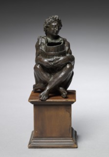 Seated Boy Clothed with Goat Skins Holding an Open Barrel, c. 1525. Creator: Unknown.