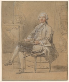 Seated Man Holding a Snuff Box, c. 1750-1760. Creator: Louis Aubert (French), attributed to.